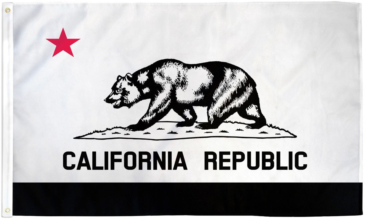 California (Black & White ) Flag 3x5ft Poly - Flags Importer