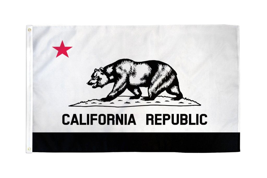 California (Black & White ) Flag 3x5ft Poly - Flags Importer