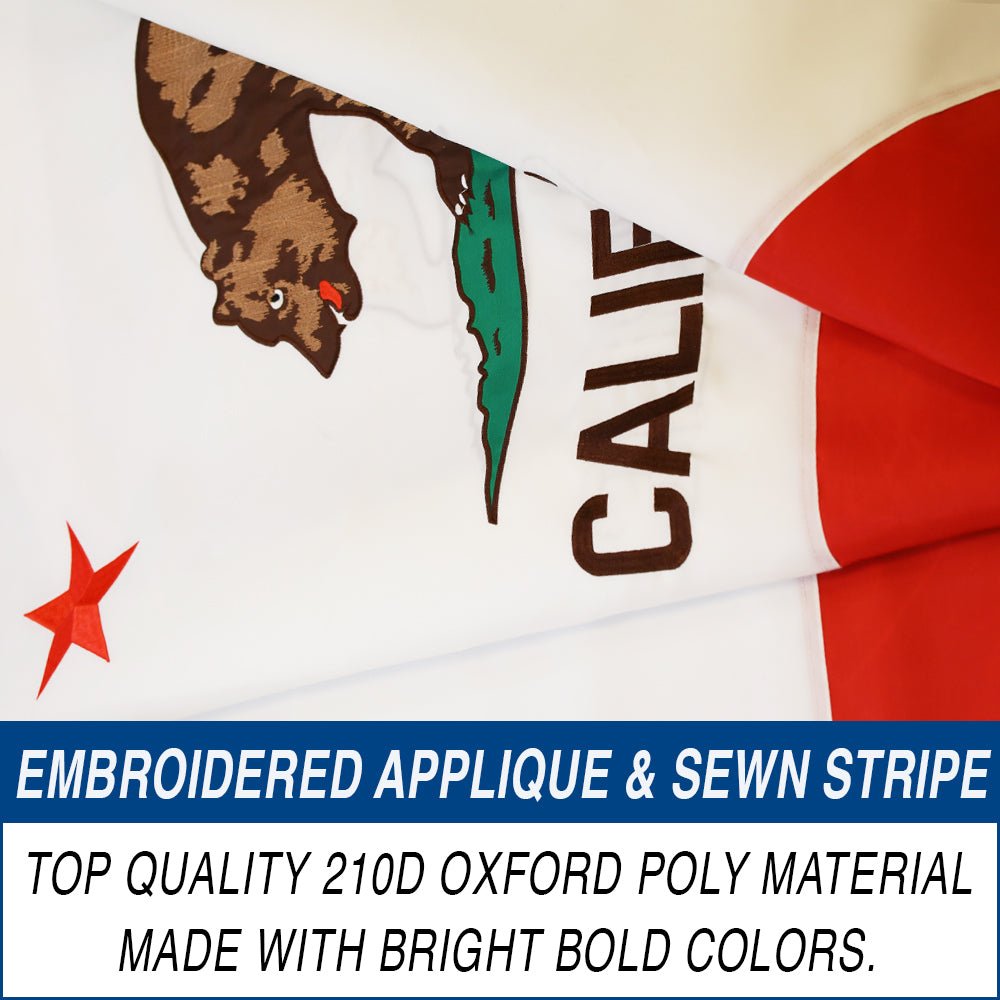 California Double - sided Embroidered Flag 3x5ft - Flags Importer