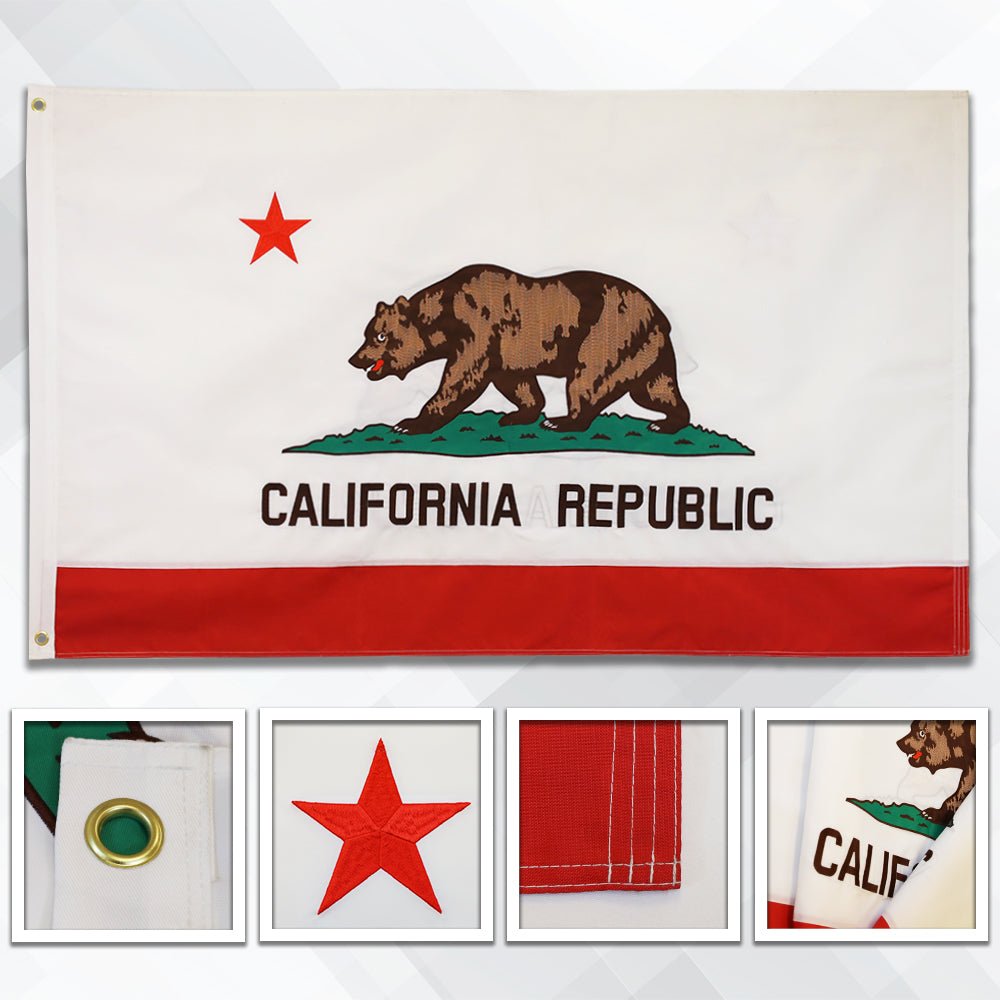 California Double - sided Embroidered Flag 3x5ft - Flags Importer