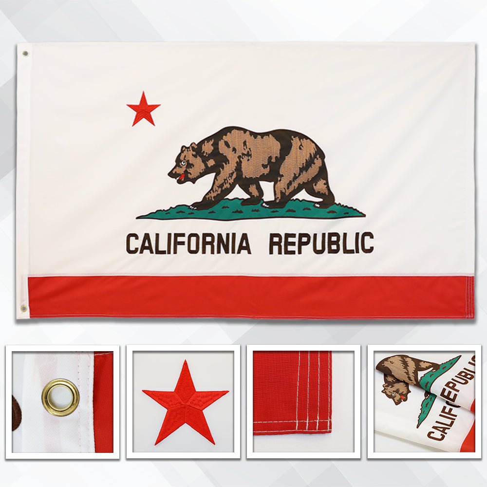 California Single - sided Embroidered Flag 3x5ft - Flags Importer