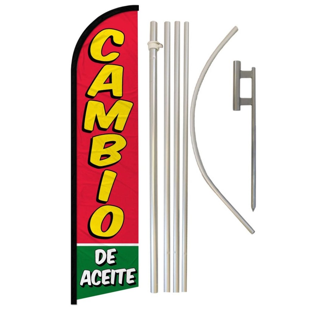 Cambio De Aceite Windless Banner Flag & Pole Kit - Flags Importer