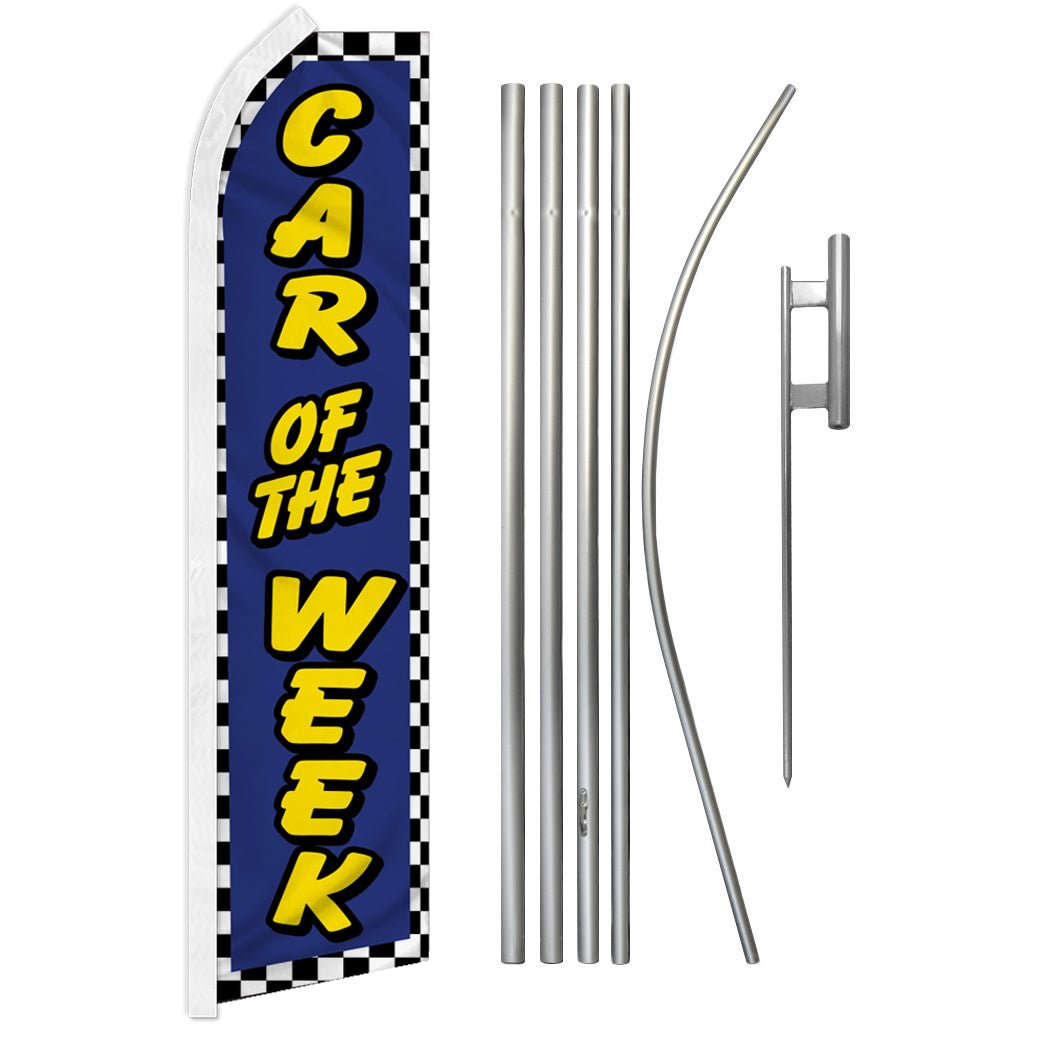 Car of the Week (Blue) Super Flag & Pole Kit - Flags Importer