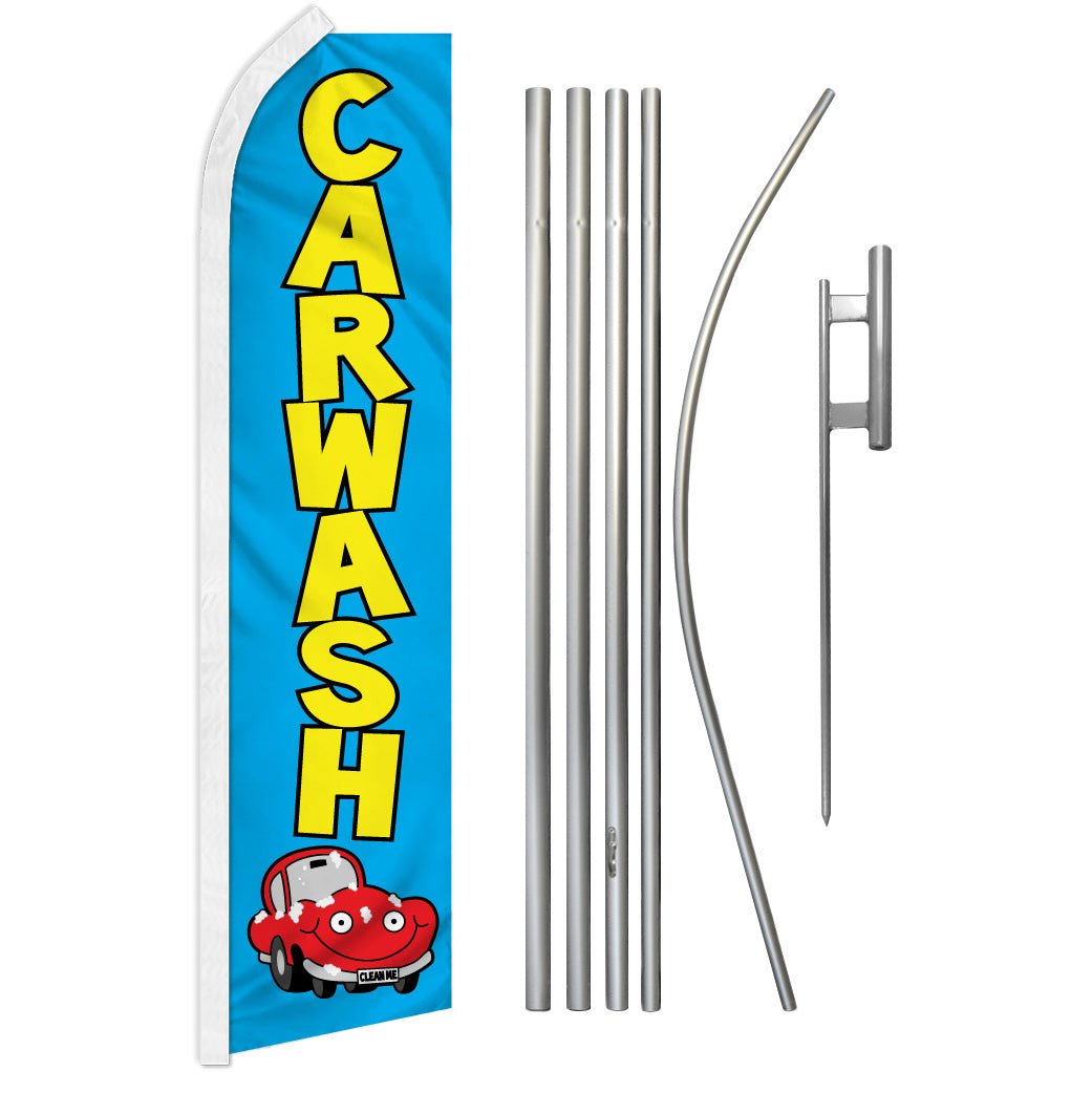 Car Wash (Blue) Super Flag & Pole Kit - Flags Importer