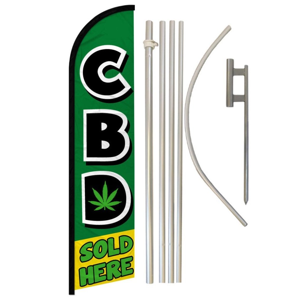 C.B.D. Sold Here Windless Banner Flag & Pole Kit - Flags Importer