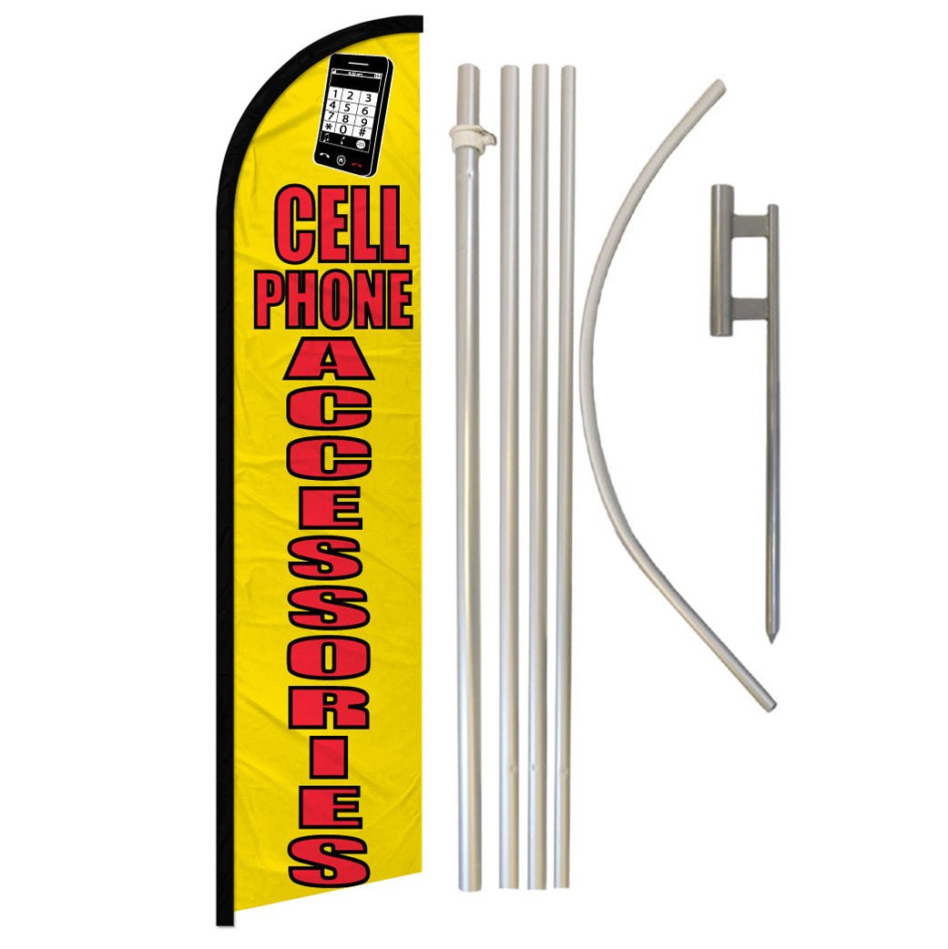 Cell Phone Accessories (Yellow) Windless Banner Flag & Pole Kit - Flags Importer