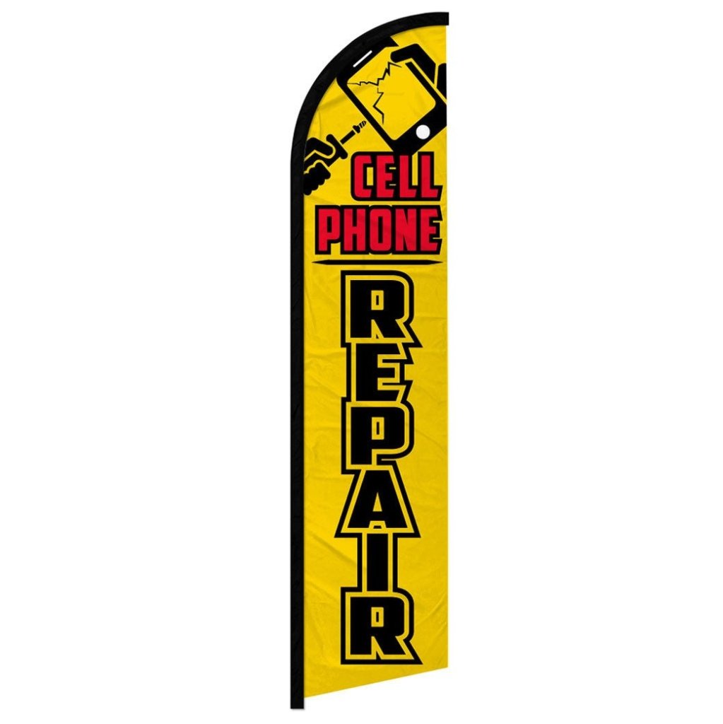 Cell Phone Repair (Yellow & Black) Windless Banner Flag - Flags Importer