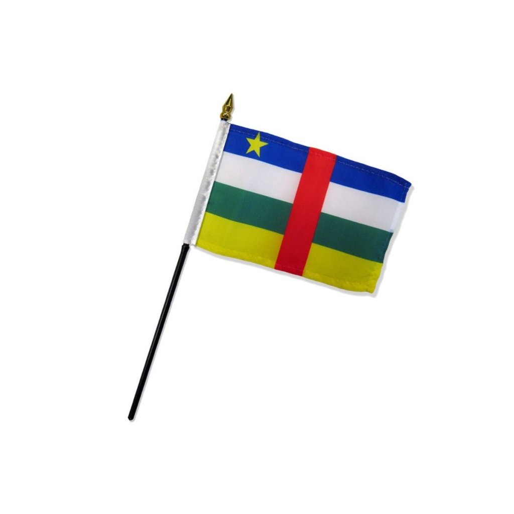 Central African Republic 4x6in Stick Flag - Flags Importer