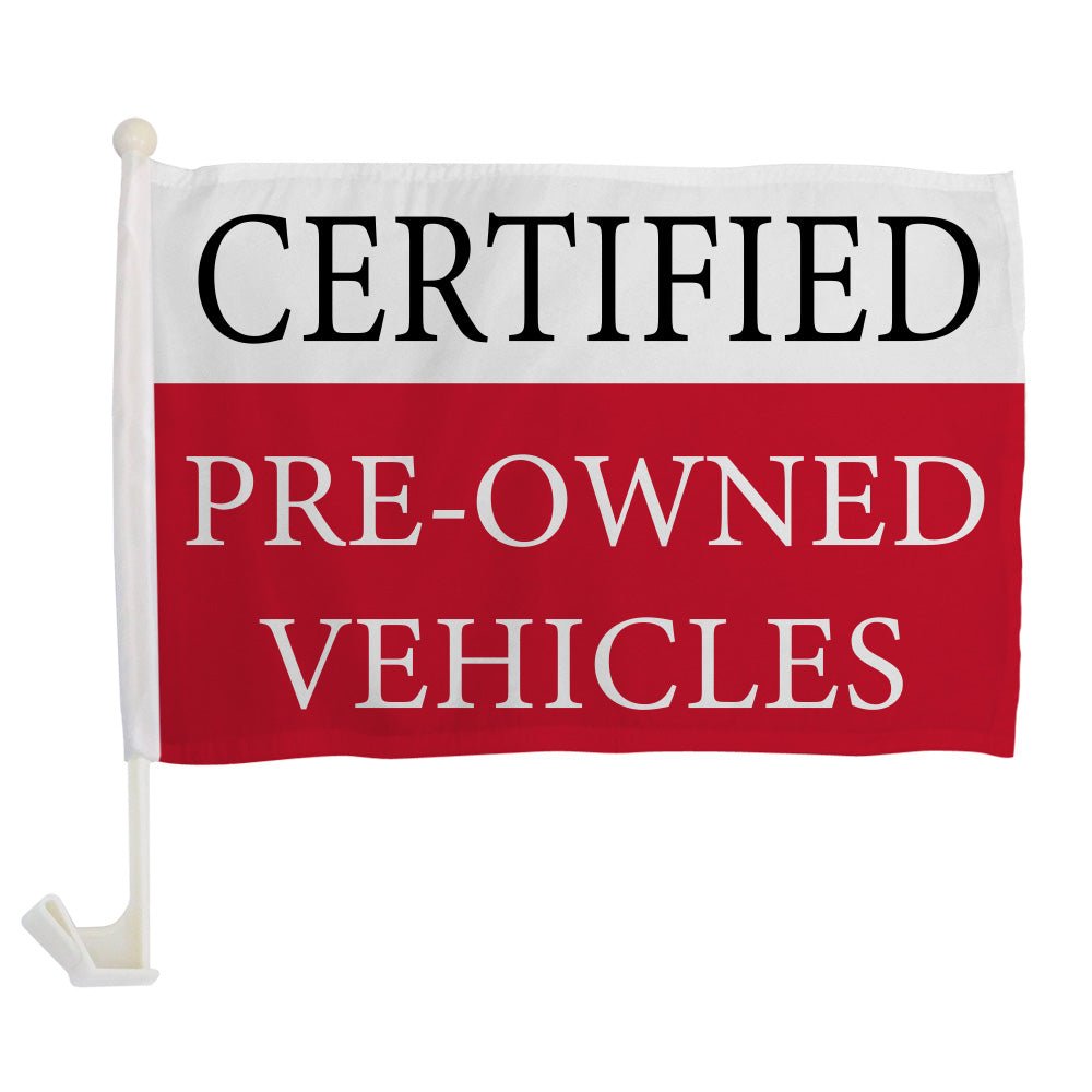 Certified Preowned Single - Sided Car Flag - Flags Importer