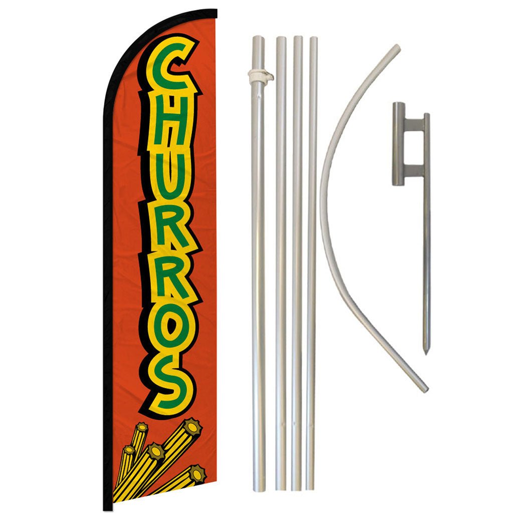 Churros Windless Banner Flag & Pole Kit - Flags Importer