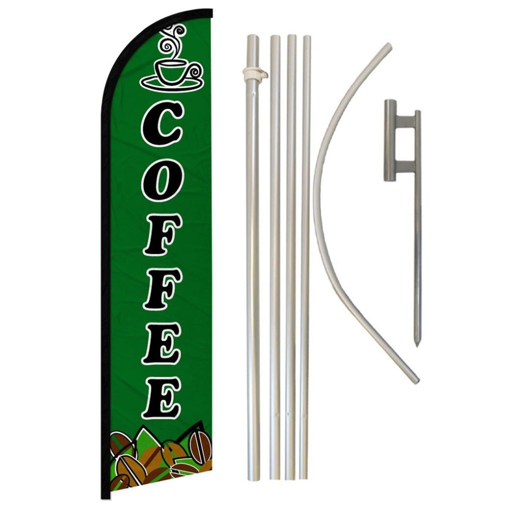 Coffee Windless Banner Flag & Pole Kit - Flags Importer