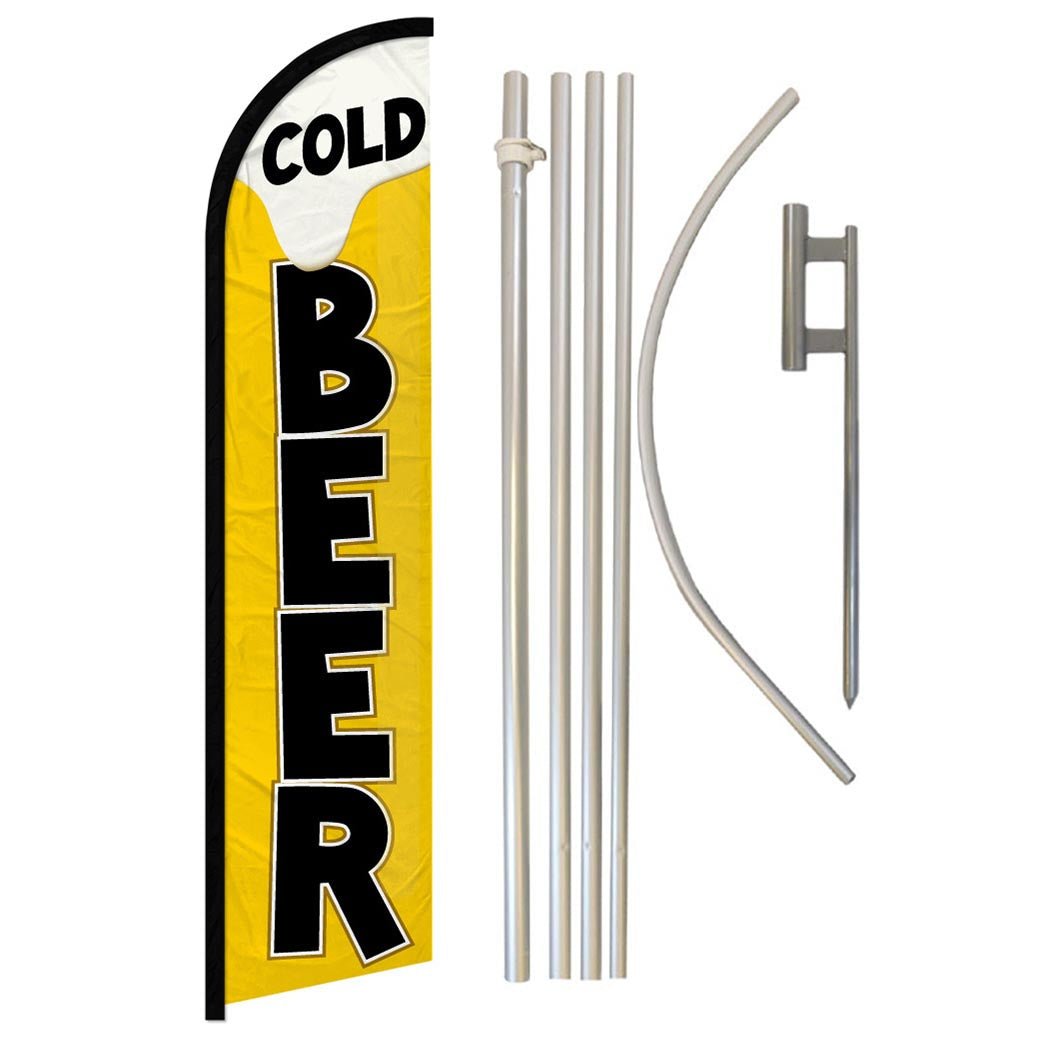 Cold Beer Windless Banner Flag & Pole Kit - Flags Importer