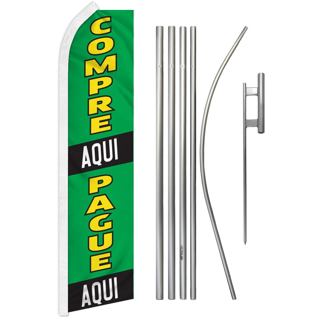 Compre Aqui Pague Aqui Super Flag & Pole Kit - Flags Importer