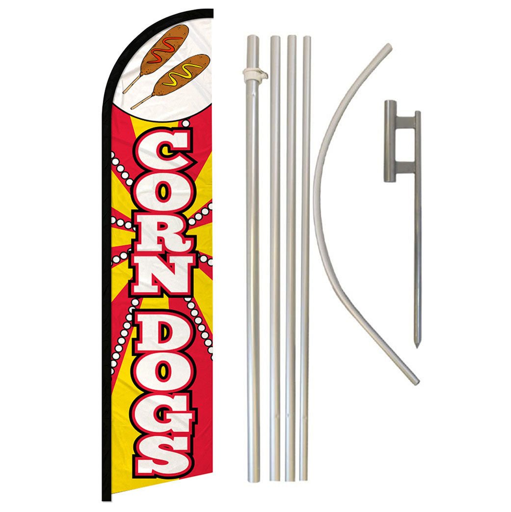 Corn Dogs Windless Banner Flag & Pole Kit - Flags Importer