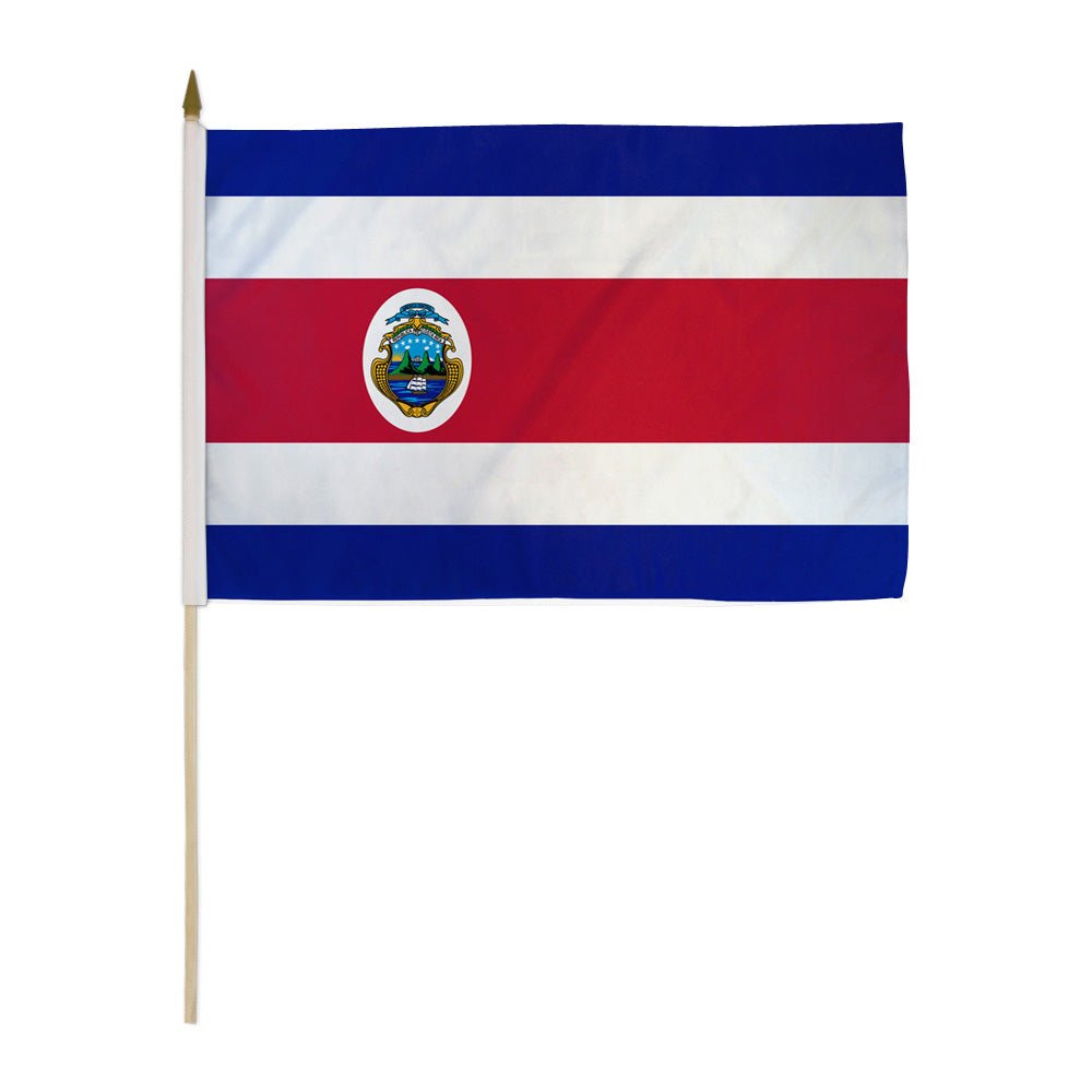 Costa Rica 12x18in Stick Flag - Flags Importer