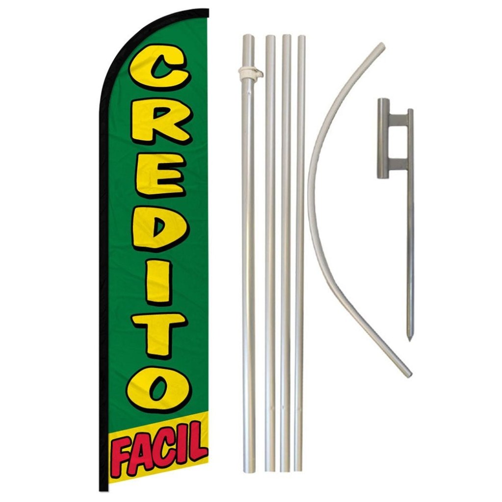 Credito Facil Windless Banner Flag & Pole Kit - Flags Importer