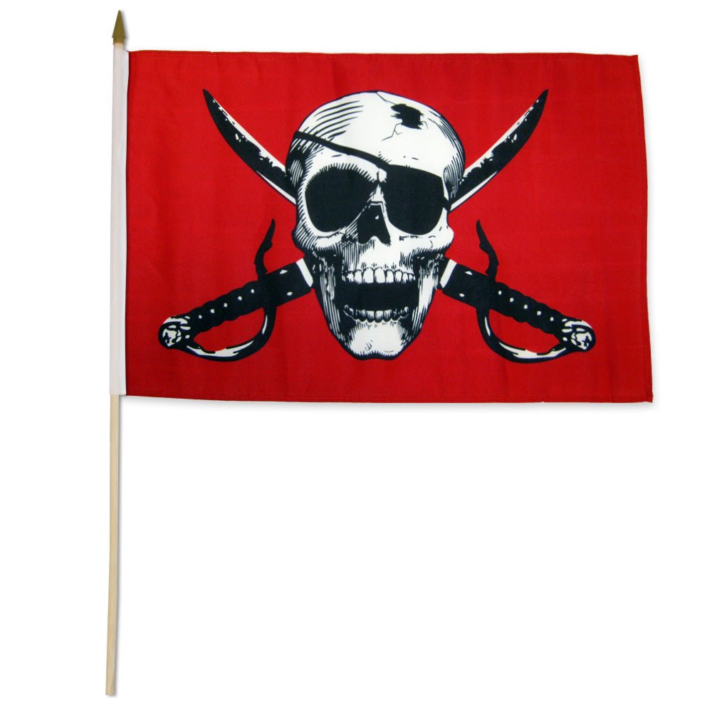 Crimson Pirate 12x18in Stick Flag - Flags Importer