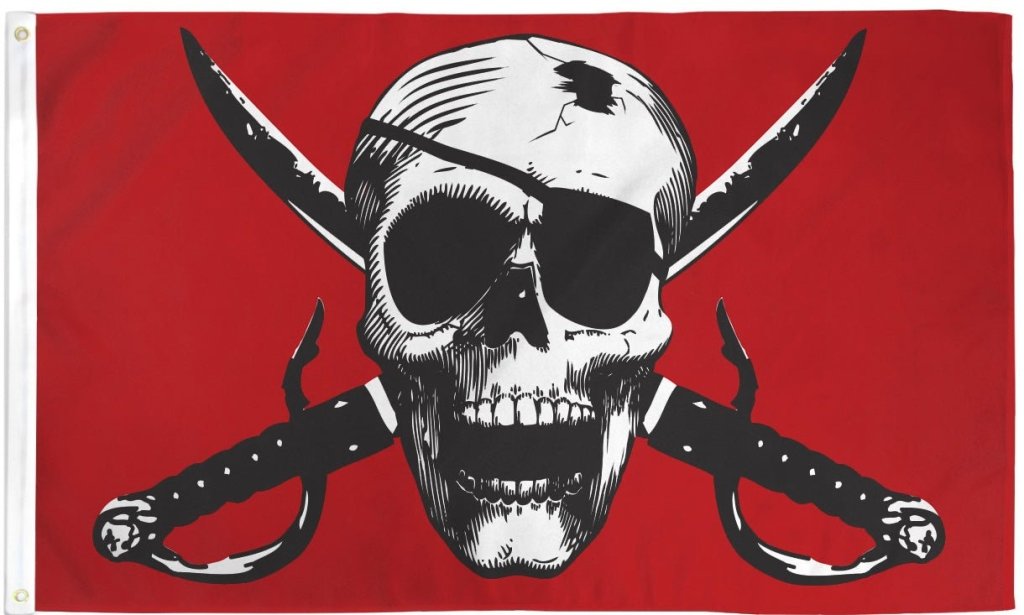 Crimson Pirate Flag 4x6ft Poly - Flags Importer