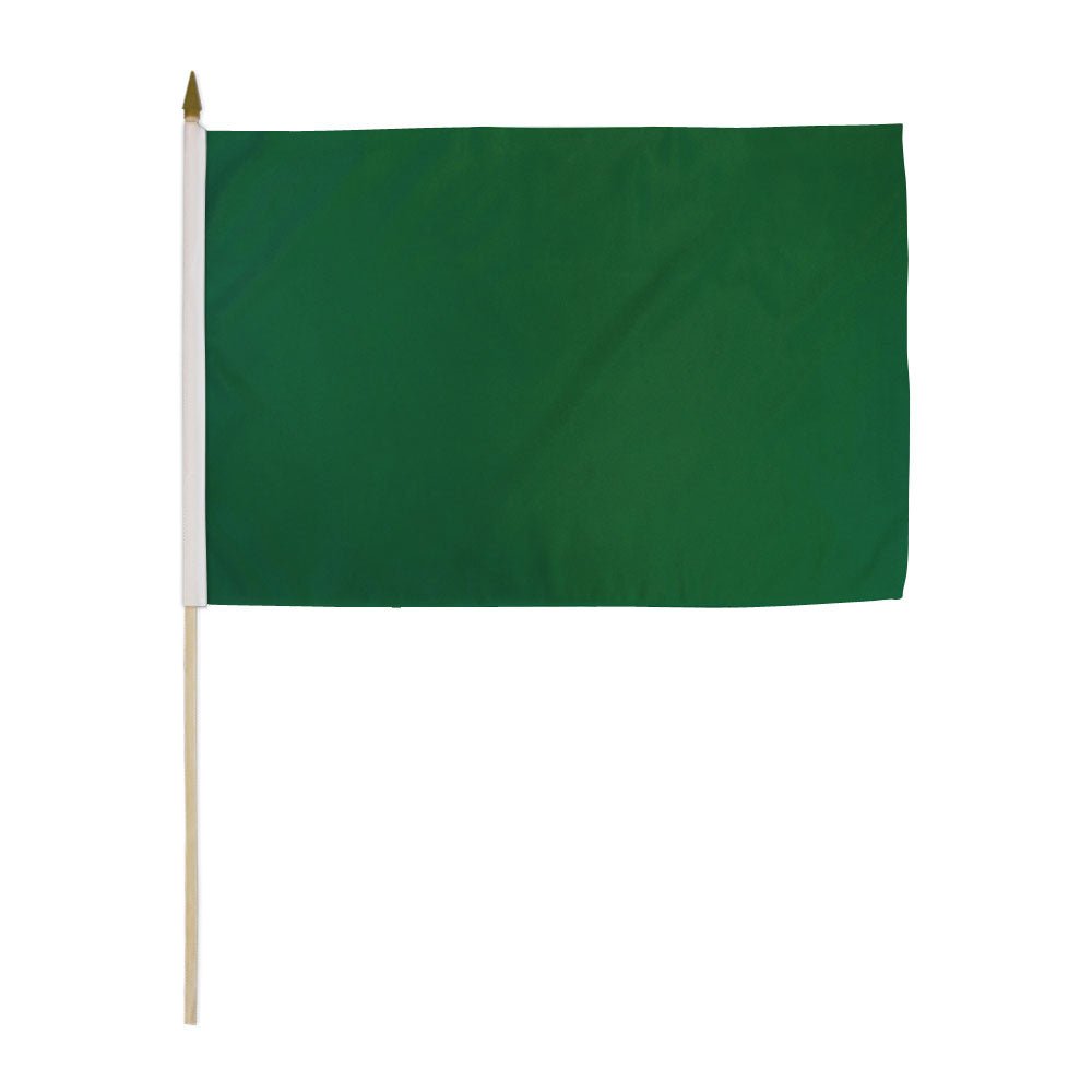 Dark Green Solid Color 12x18in Stick Flag - Flags Importer