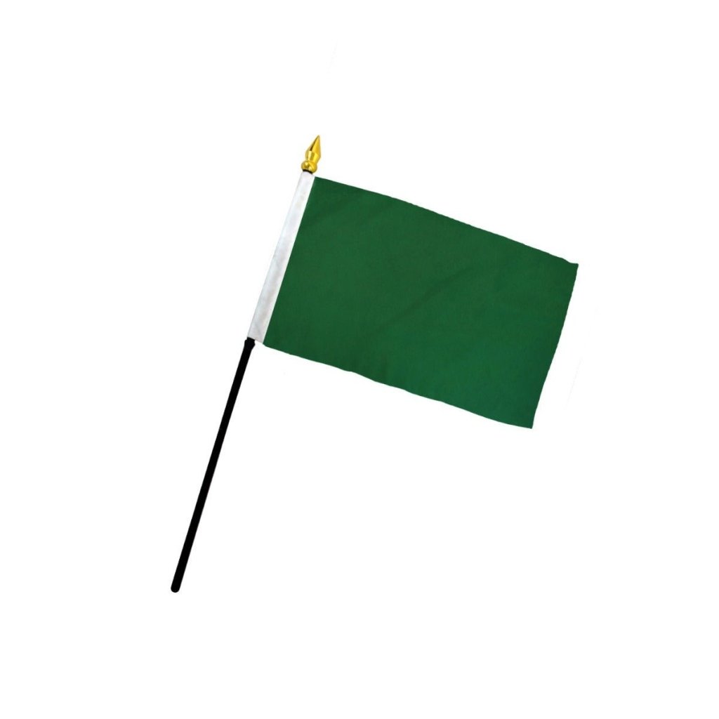 Dark Green Solid Color 4x6in Stick Flag - Flags Importer