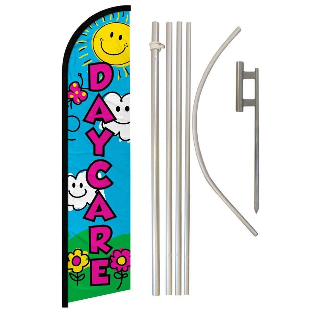 Daycare Windless Banner Flag & Pole Kit - Flags Importer