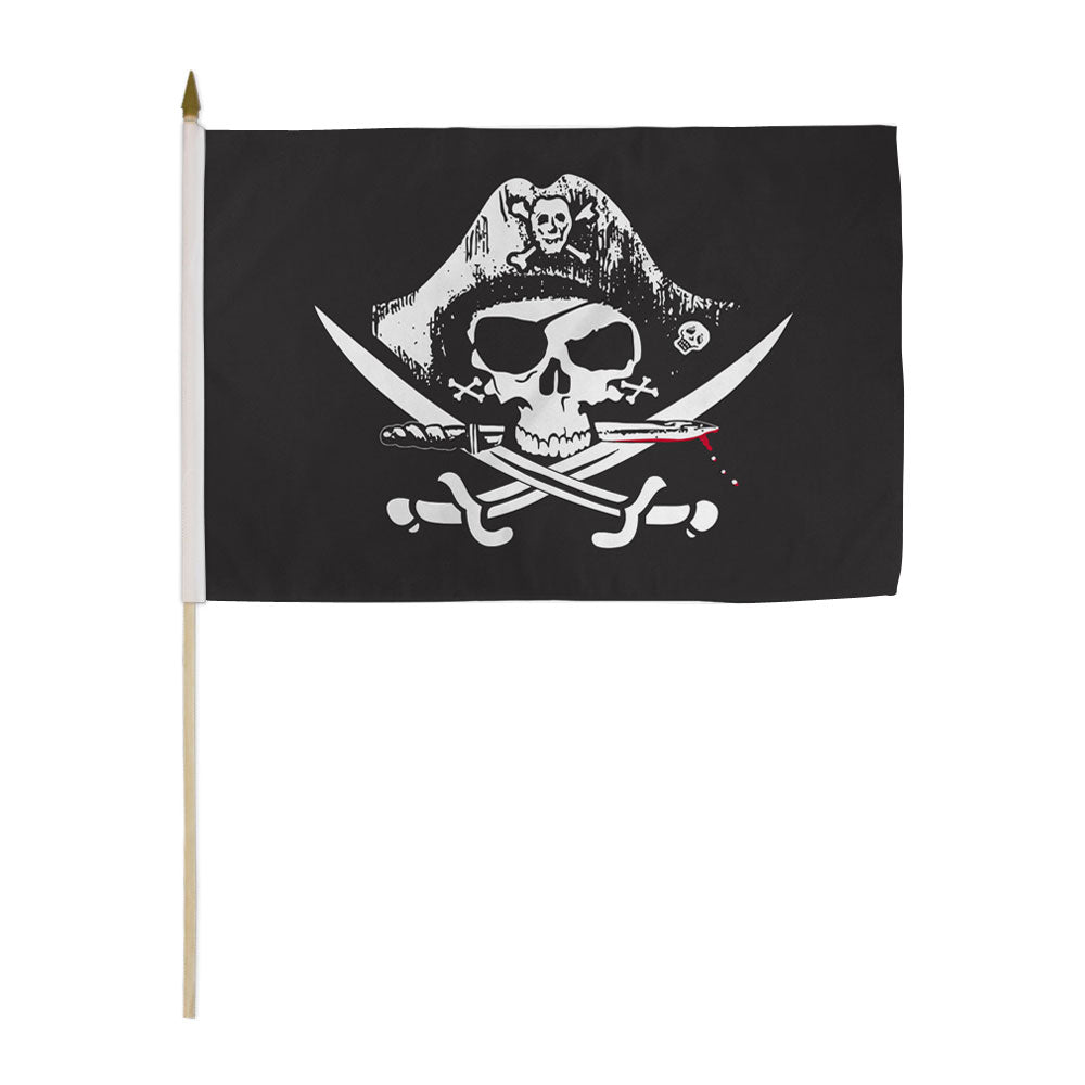 Deadman Chest Tricorner Pirate 12x18in Stick Flag - Flags Importer