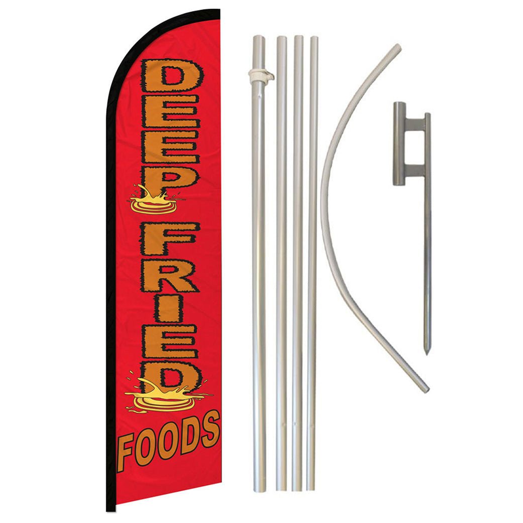 Deep Fried Foods Windless Banner Flag & Pole Kit - Flags Importer