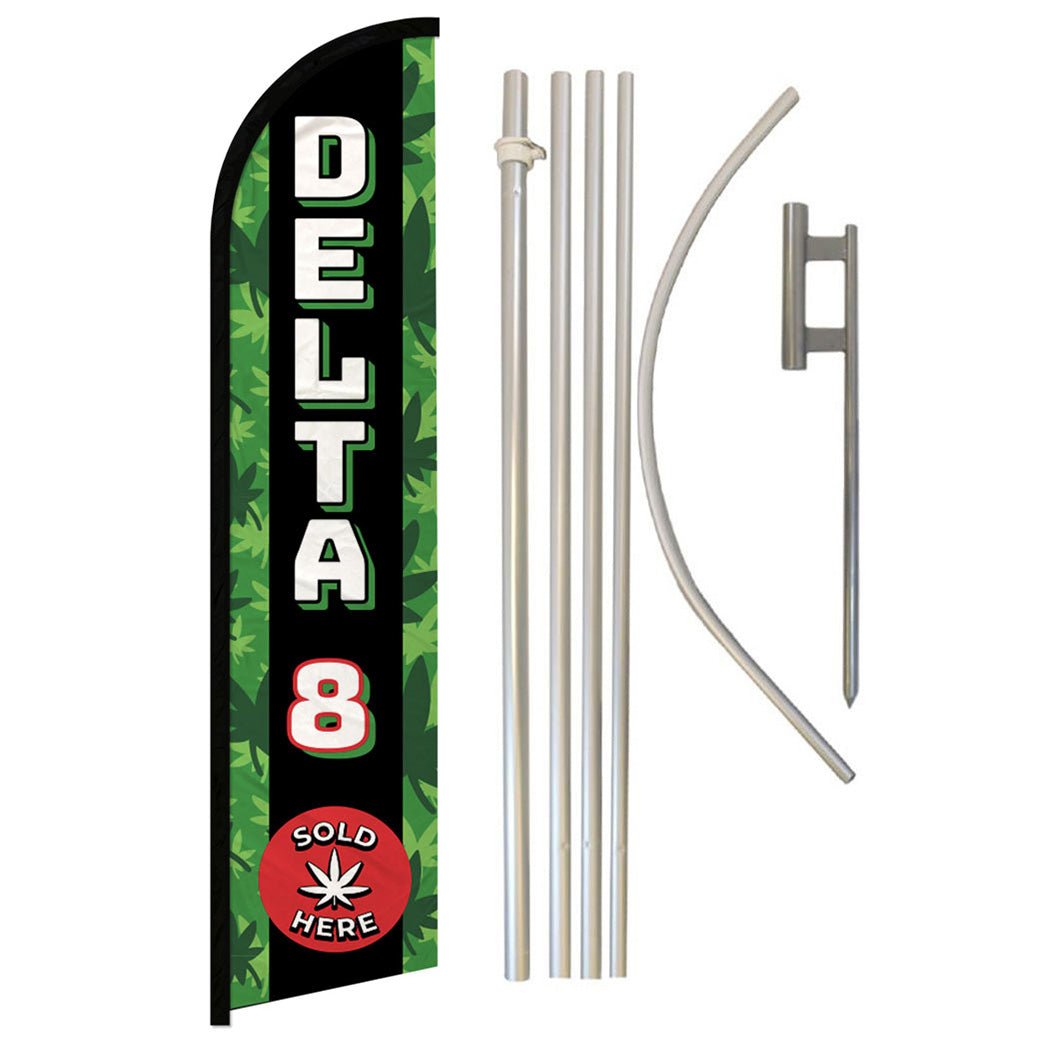 Delta 8 Sold Here Windless Banner Flag & Pole Kit - Flags Importer