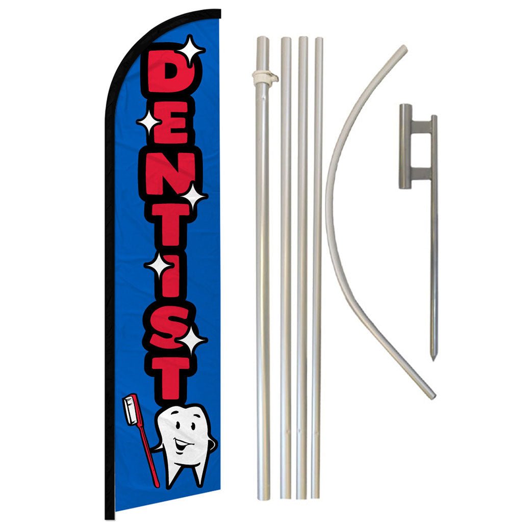 Dentist Windless Banner Flag & Pole Kit - Flags Importer