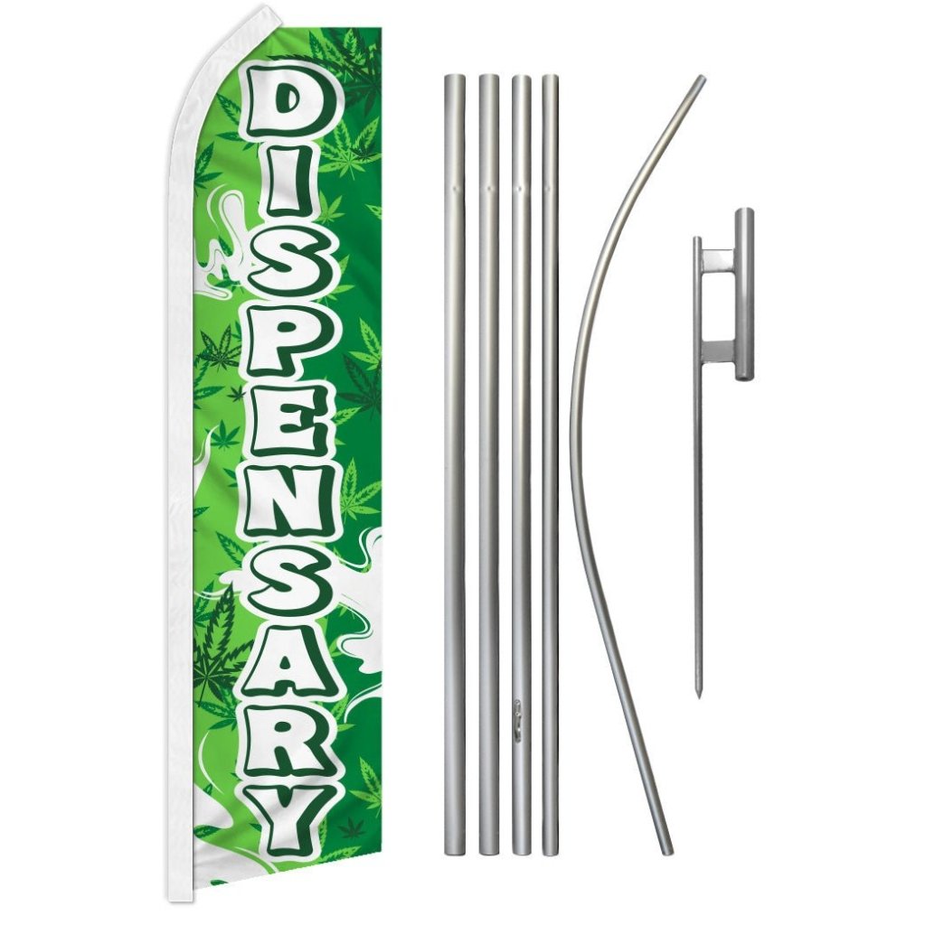 Dispensary (Green) Super Flag & Pole Kit - Flags Importer