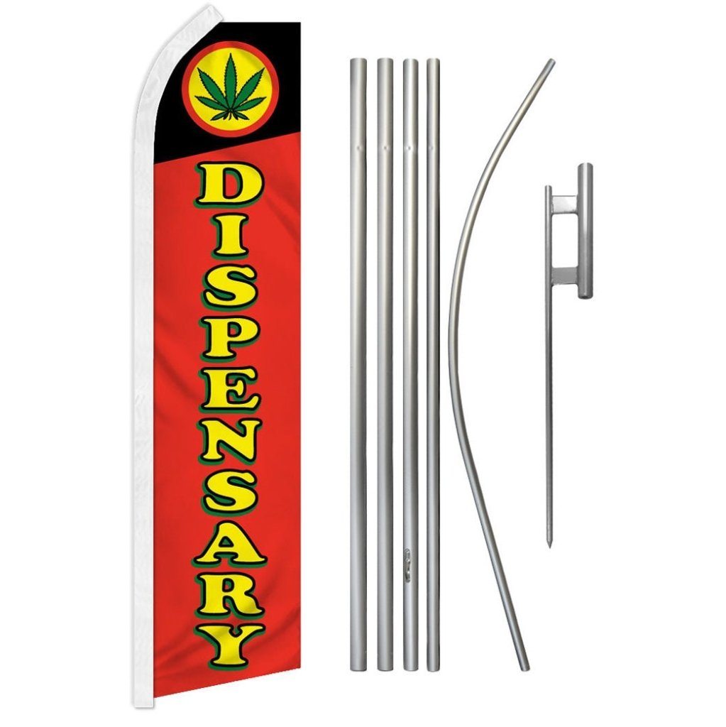 Dispensary (Red) Super Flag & Pole Kit - Flags Importer