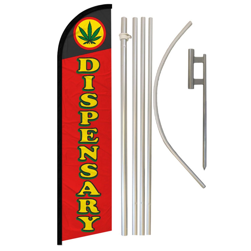 Dispensary (Red) Windless Banner Flag & Pole Kit - Flags Importer