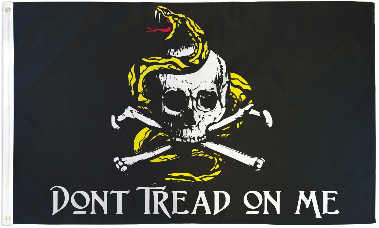 Don't Tread On Me Pirate Gadsden Flag 3x5ft Poly - Flags Importer