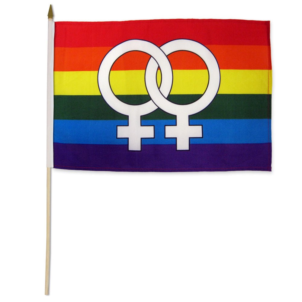 Double Venus Rainbow 12x18in Stick Flag - Flags Importer