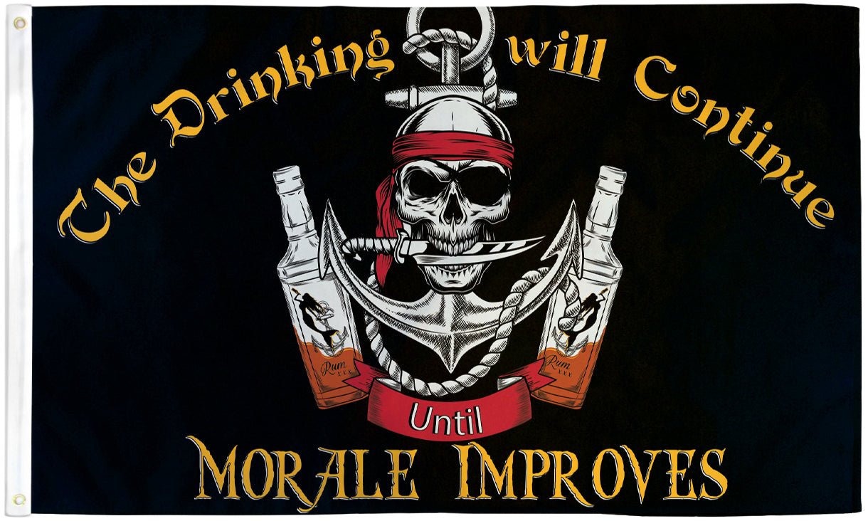 Drinking Will Continue Pirate Flag 3x5ft Poly - Flags Importer