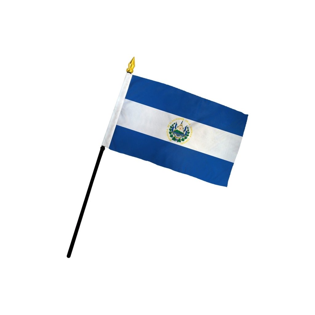 El Salvador 4x6in Stick Flag - Flags Importer