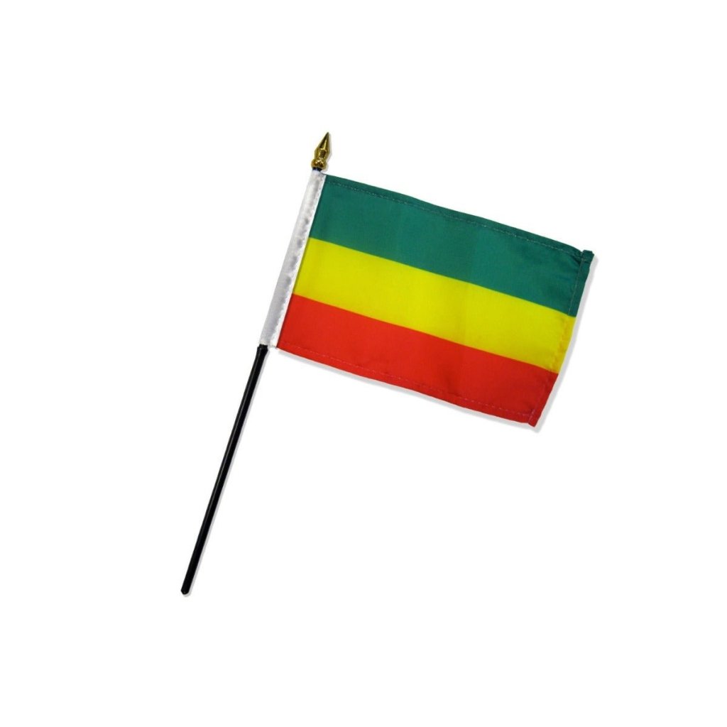 Ethiopia (Plain) 4x6in Stick Flag - Flags Importer