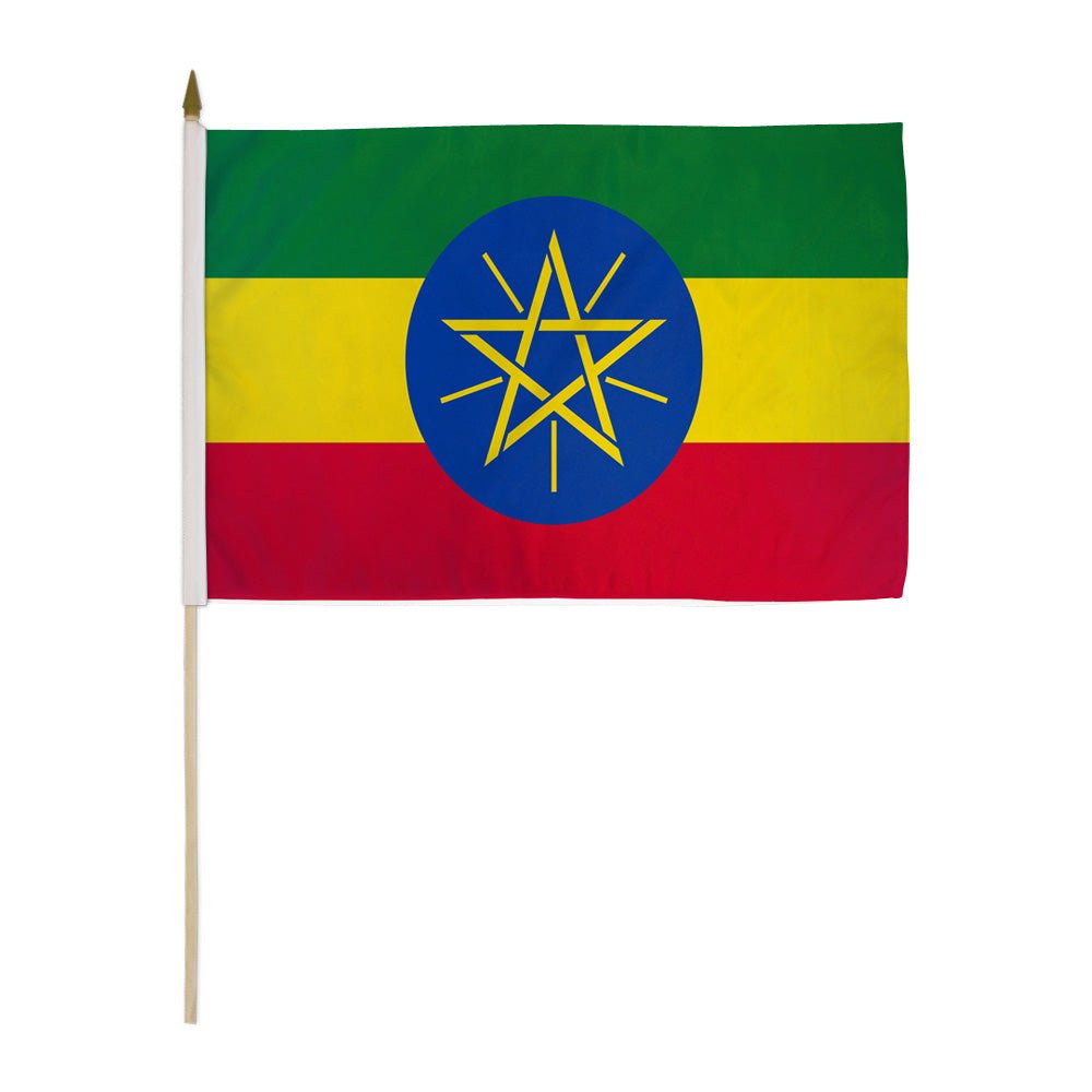 Ethiopia (Star) 12x18in Stick Flag - Flags Importer