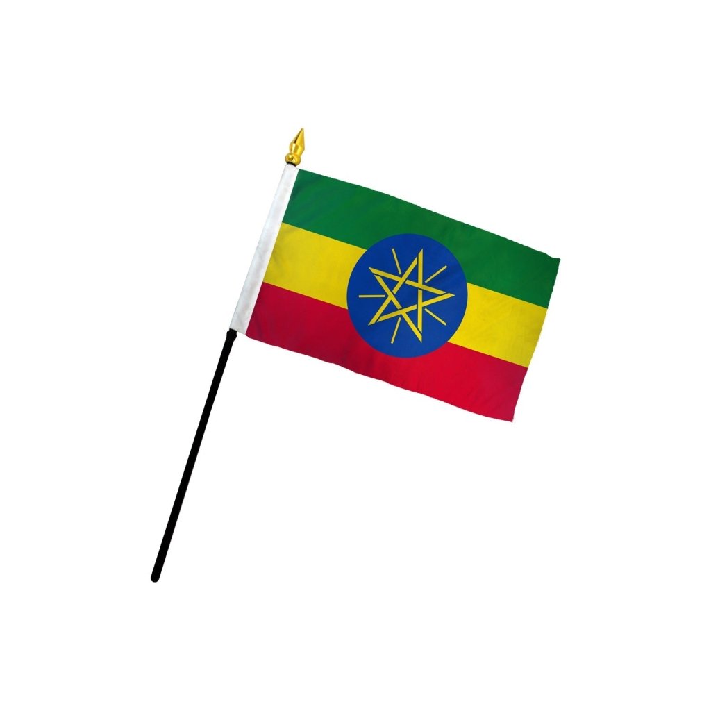 Ethiopia (Star) 4x6in Stick Flag - Flags Importer