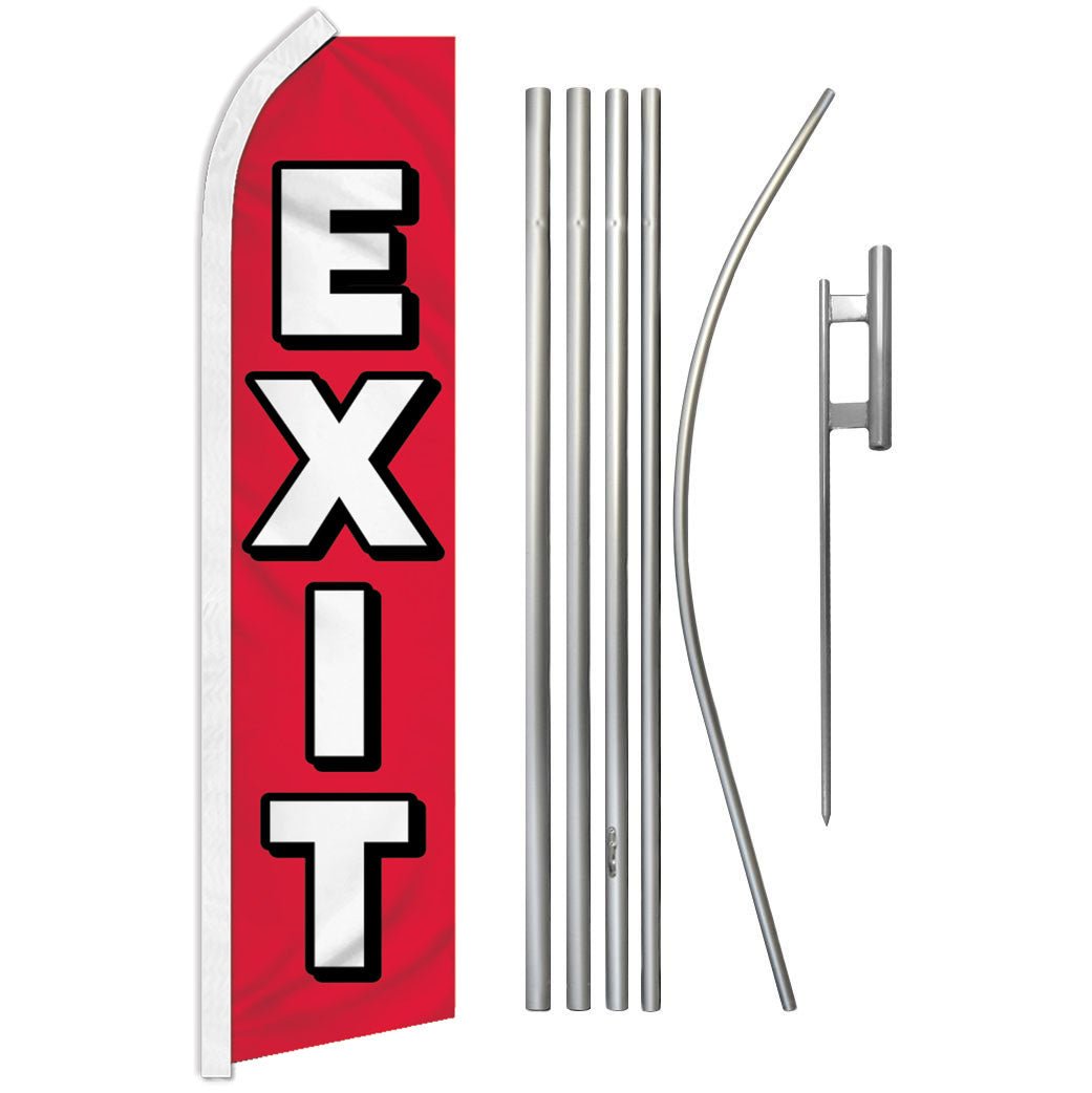 Exit (Red) Super Flag & Pole Kit - Flags Importer