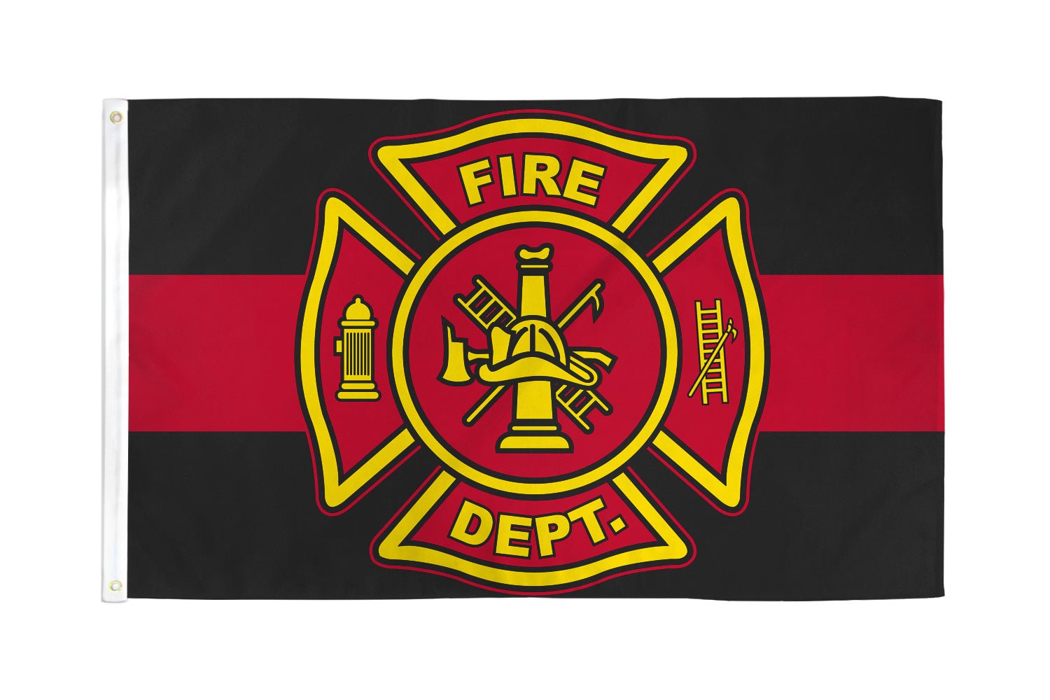 Fire Department (Red & Black) Flag 3x5ft Poly - Flags Importer