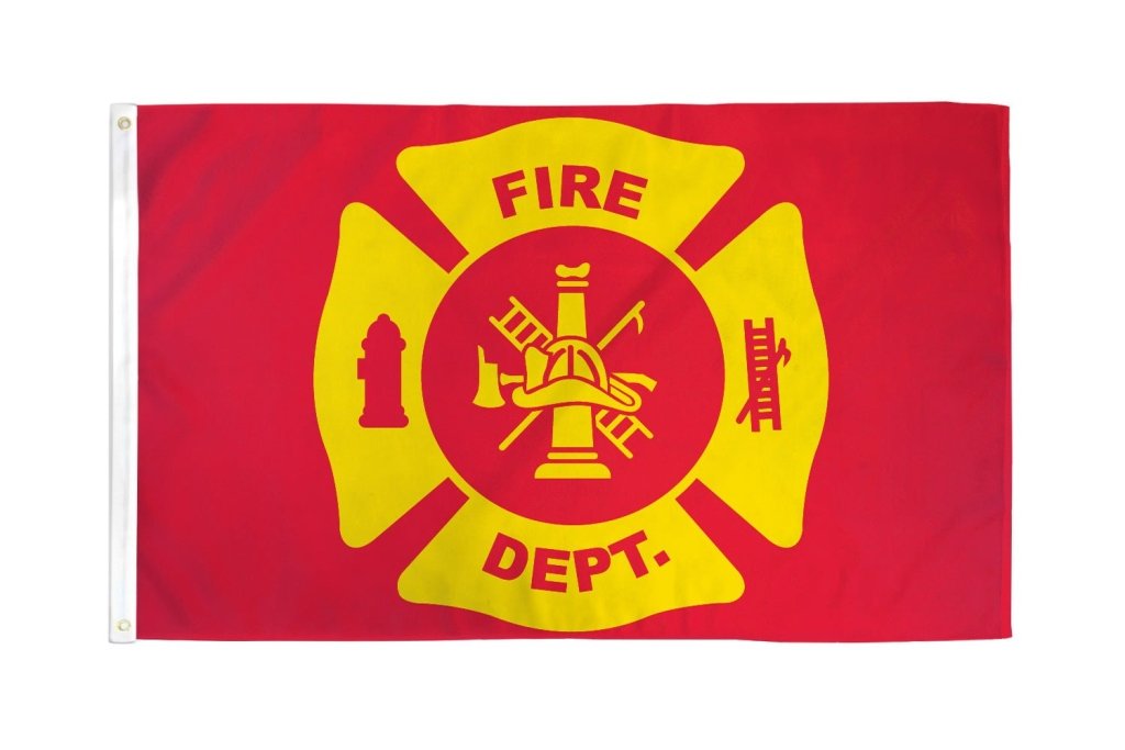 Fire Department (Red & Yellow) Flag 3x5ft Poly - Flags Importer