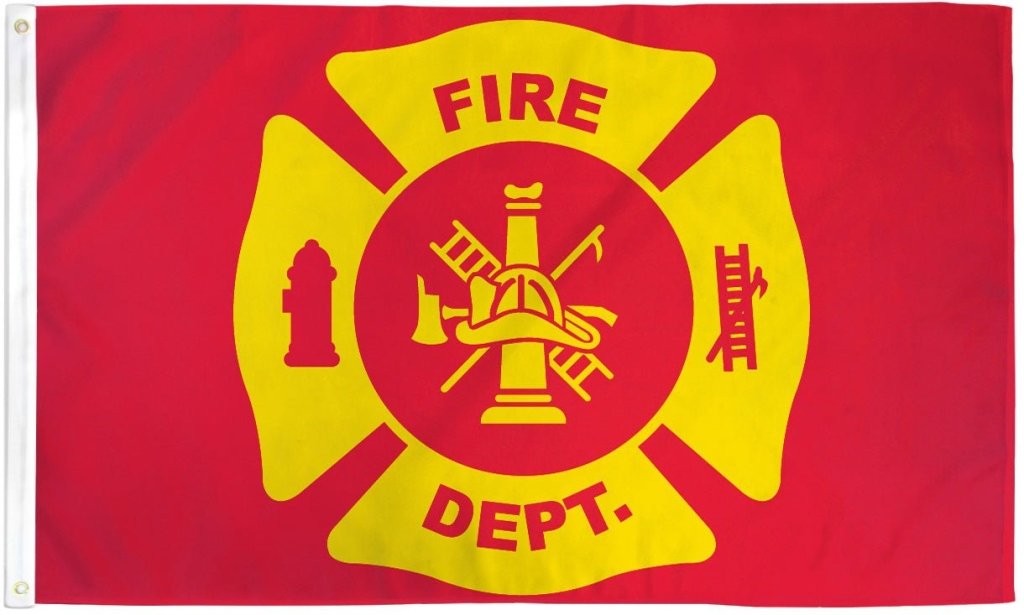 Fire Department (Red & Yellow) Flag 3x5ft Poly - Flags Importer