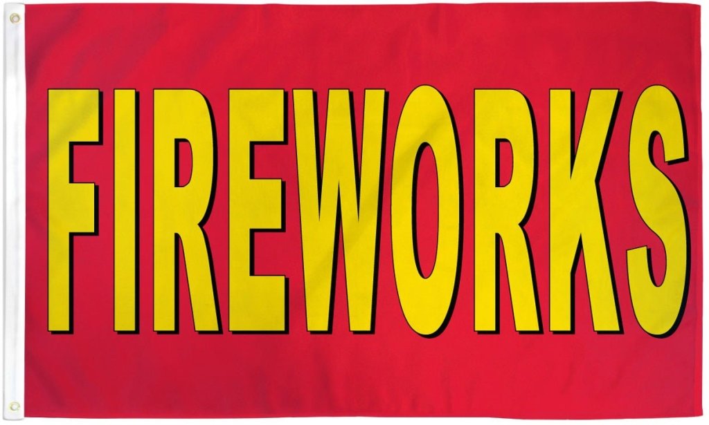 Fireworks (Red) Flag 3x5ft Poly - Flags Importer