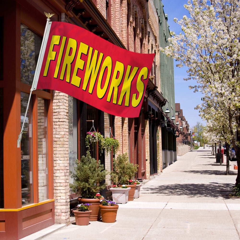 Fireworks (Red) Flag 3x5ft Poly - Flags Importer