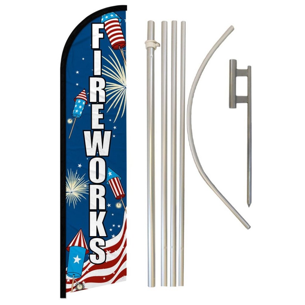 Fireworks (USA) Windless Banner Flag & Pole Kit - Flags Importer