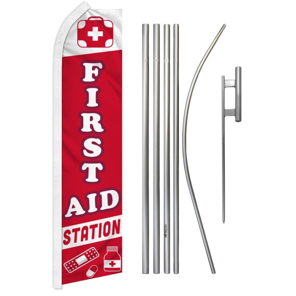 First Aid Station Super Flag & Pole Kit - Flags Importer