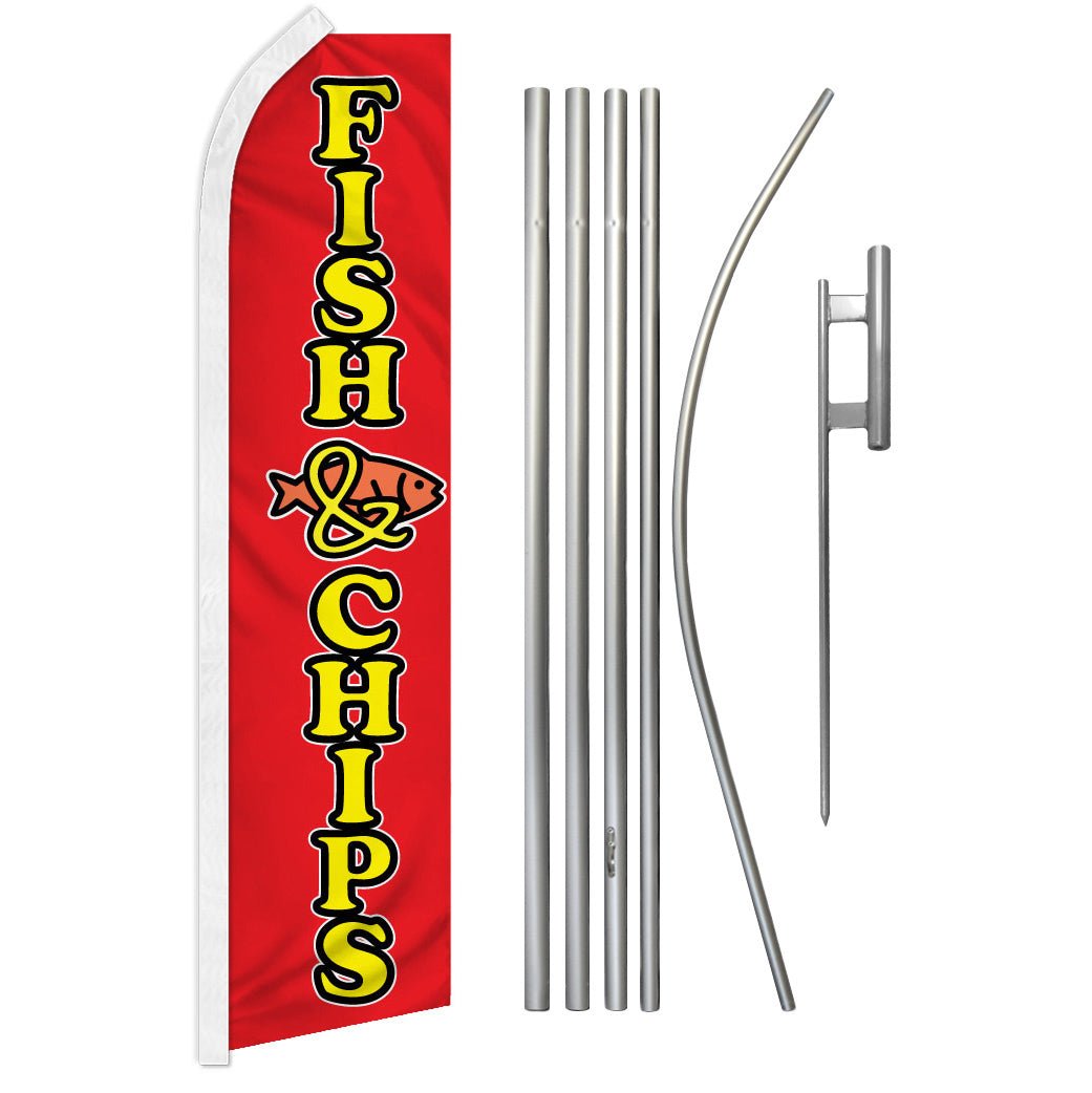 Fish & Chips Super Flag & Pole Kit - Flags Importer