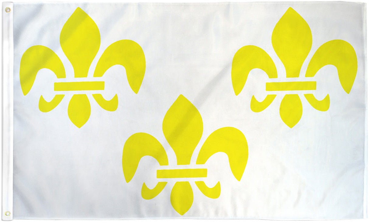 Fleur De Lis (White 3) Flag 3x5ft Poly - Flags Importer