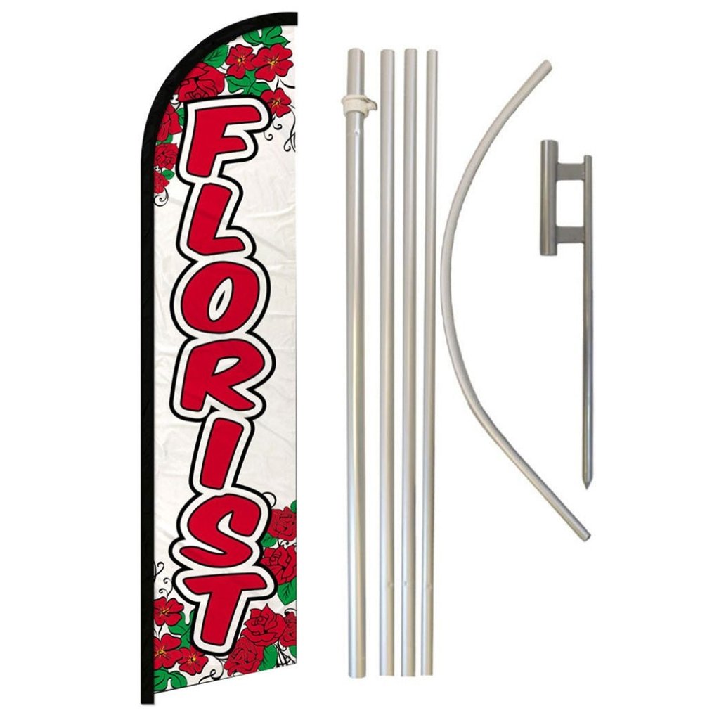 Florist Windless Banner Flag & Pole Kit - Flags Importer